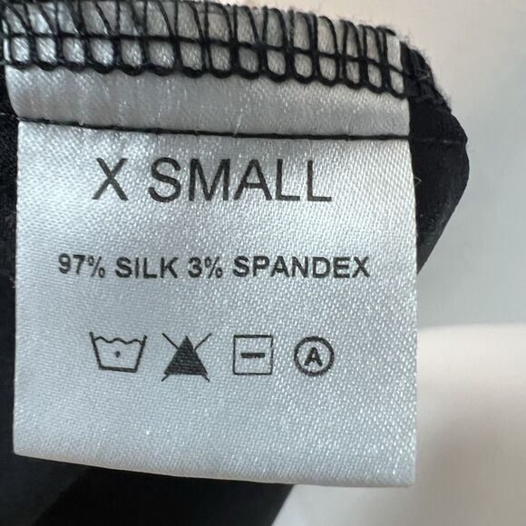 Taylor Tillman Size XS Black Berk Silk Faux Wrap Mini Dress Balloon Sleeve - Picture 8 of 9